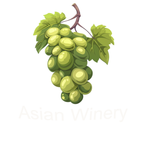 Asian Winery brand mark in wine red and ivory tones